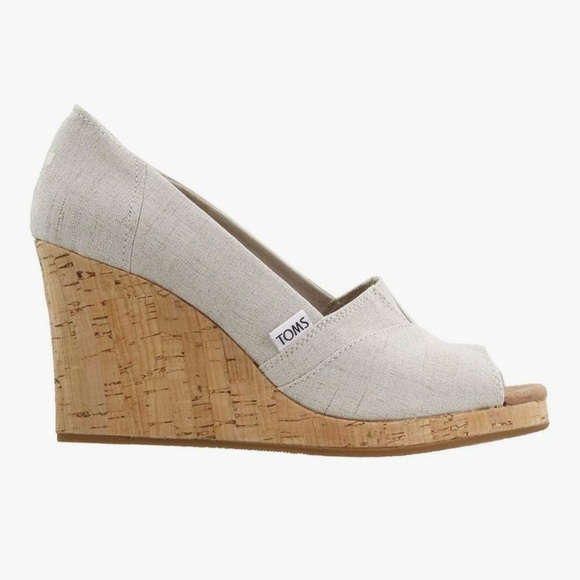 Toms Shoes - TOMS Beige Crosshatch Wedges